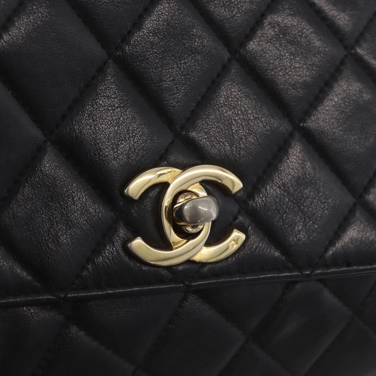 CHANEL Waist Bag Lamb Skin Black Gold CC Auth BA11440A