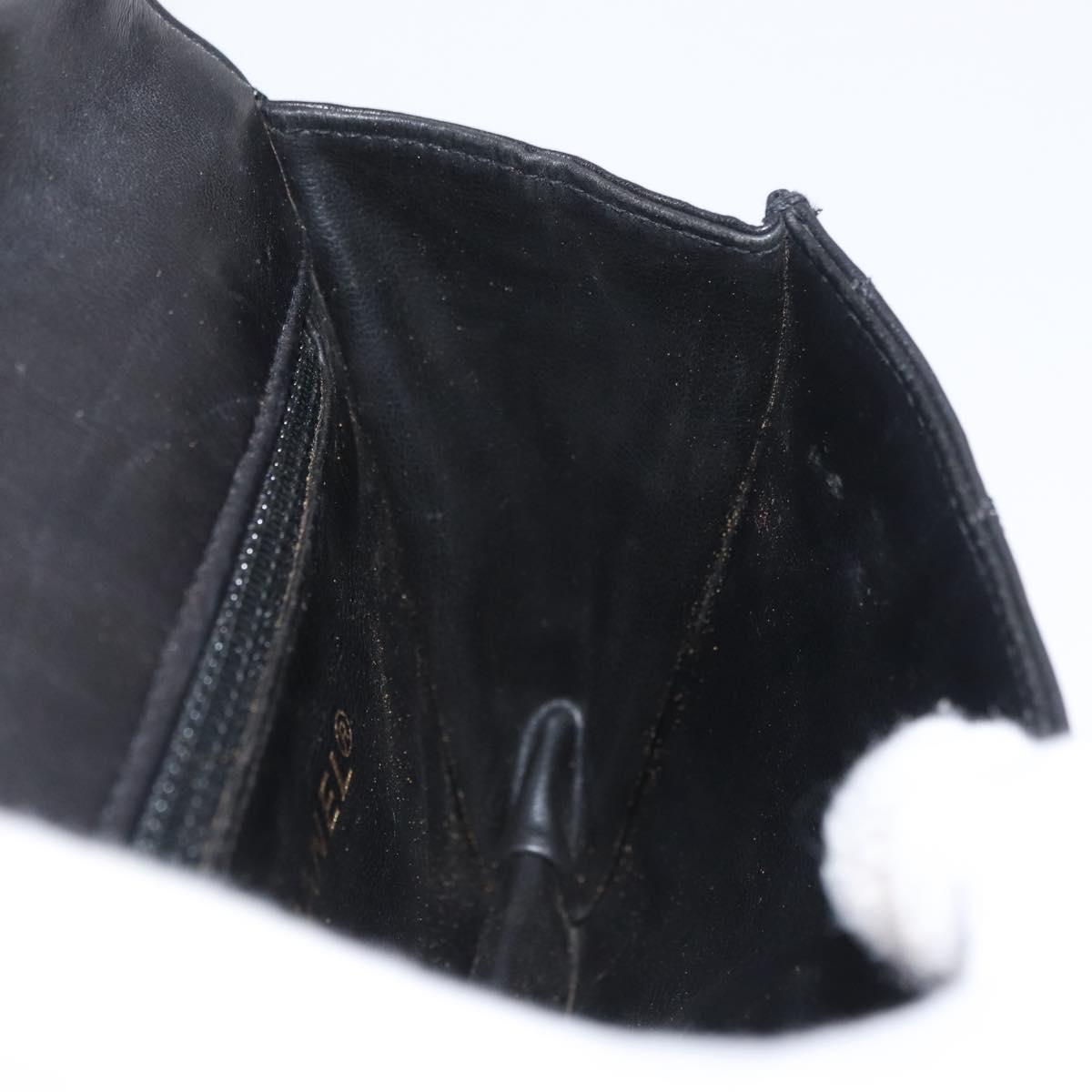 CHANEL Waist Bag Lamb Skin Black Gold CC Auth BA11440A