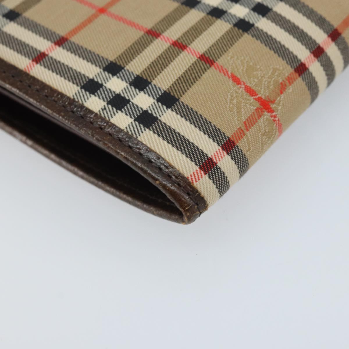Burberrys Nova Check Pouch Canvas Beige Gold Auth BA11444