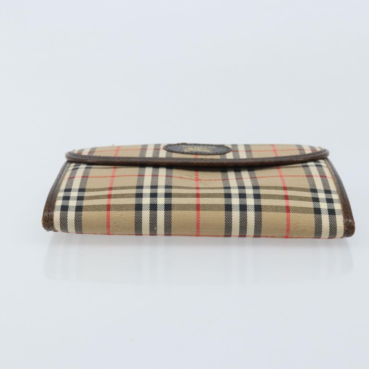 Burberrys Nova Check Pouch Canvas Beige Gold Auth BA11444