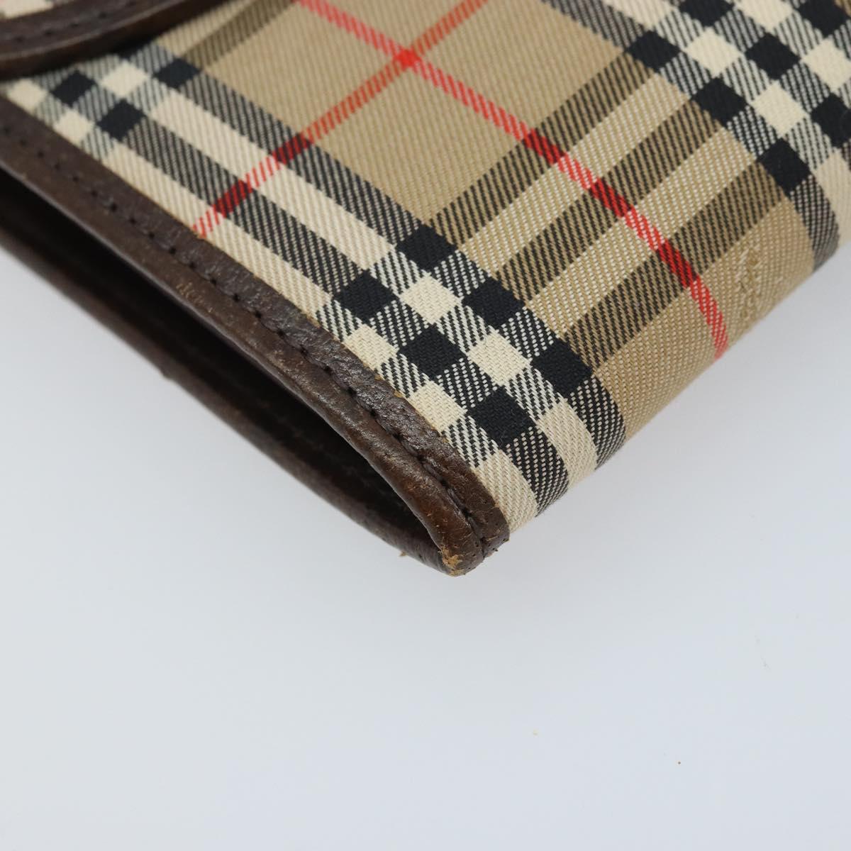Burberrys Nova Check Pouch Canvas Beige Gold Auth BA11444
