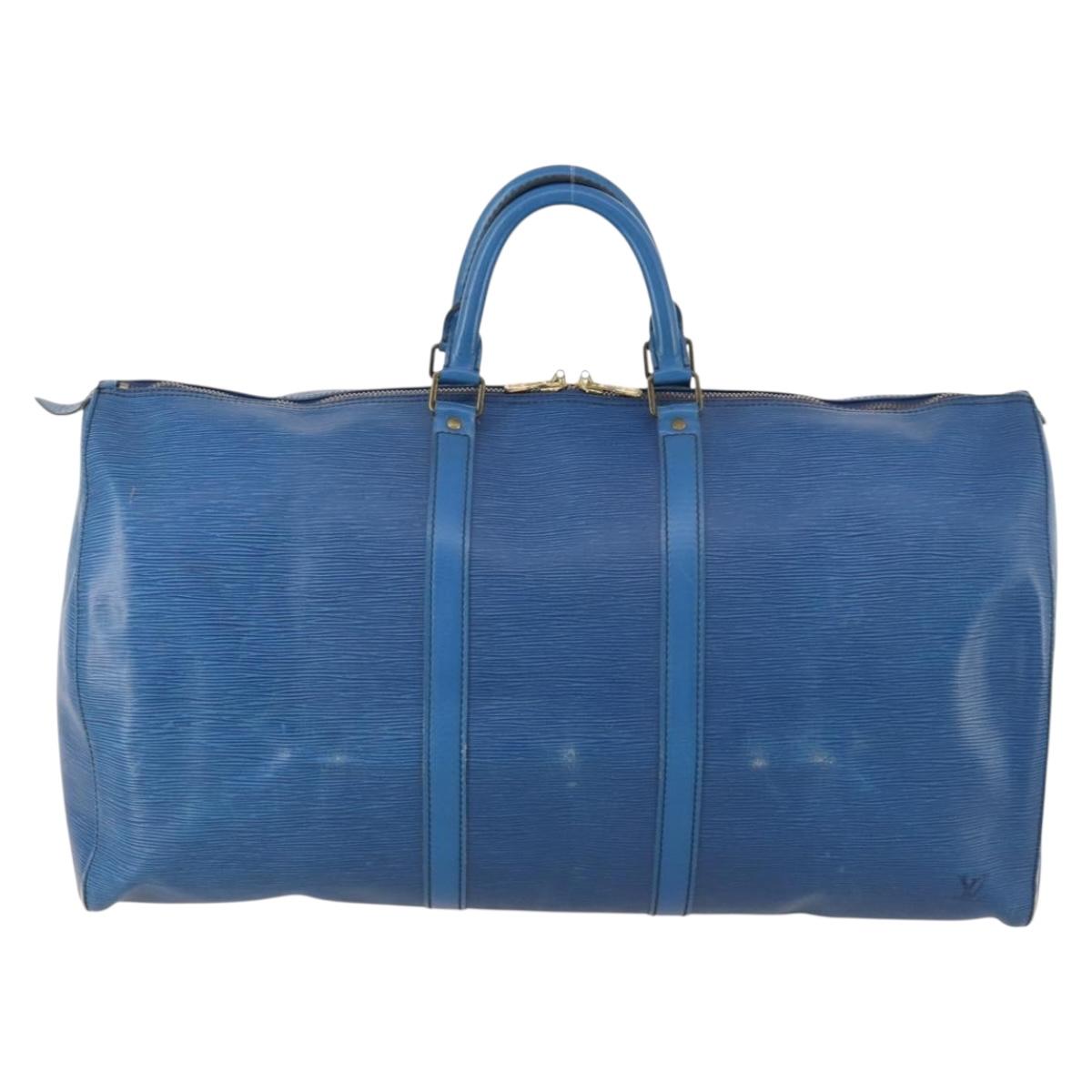LOUIS VUITTON Epi Keepall 55 Boston Bag Toledo Blue M42955 LV Auth BA11448