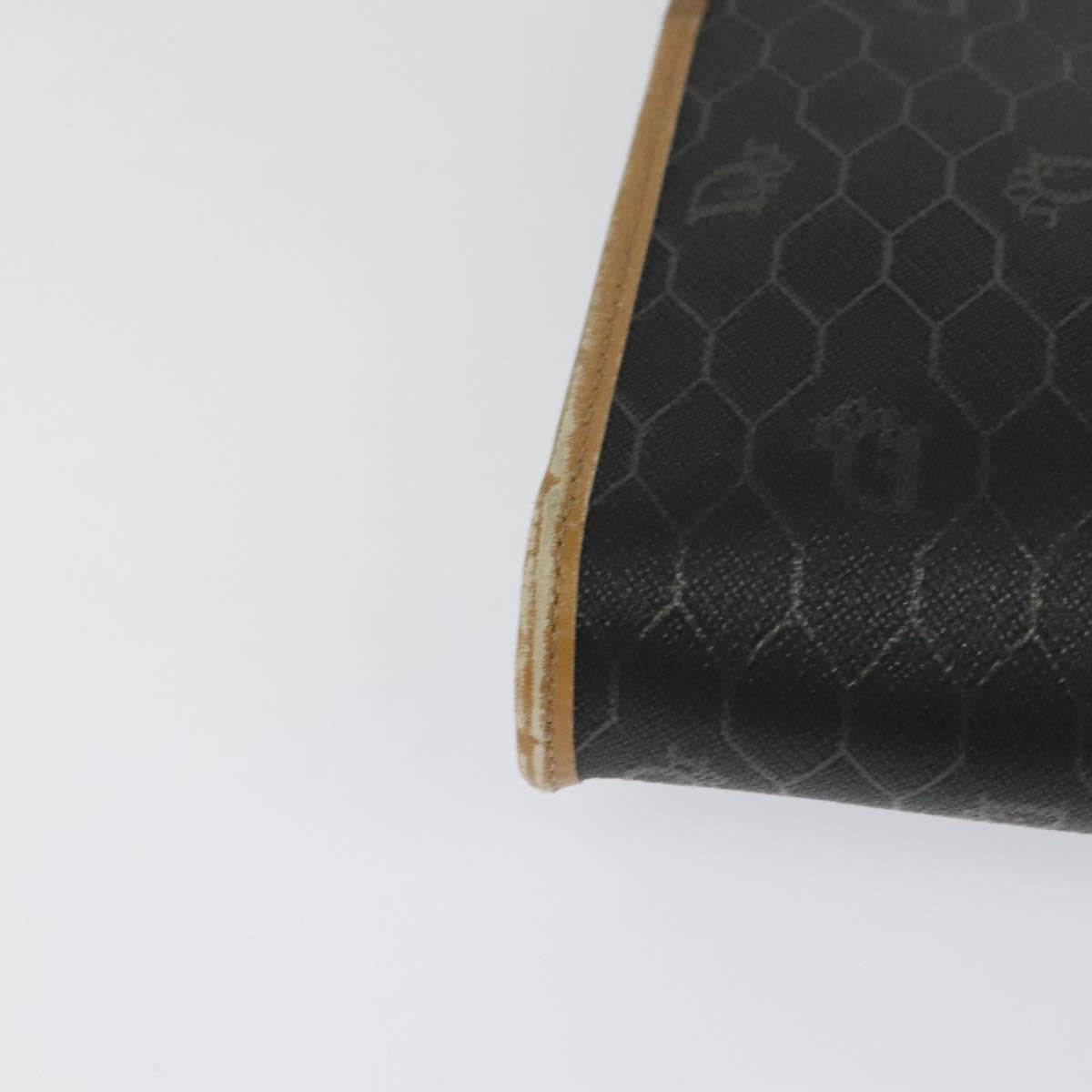 Christian Dior Honeycomb Canvas Chain Shoulder Bag PVC Black Gold Auth BA1145