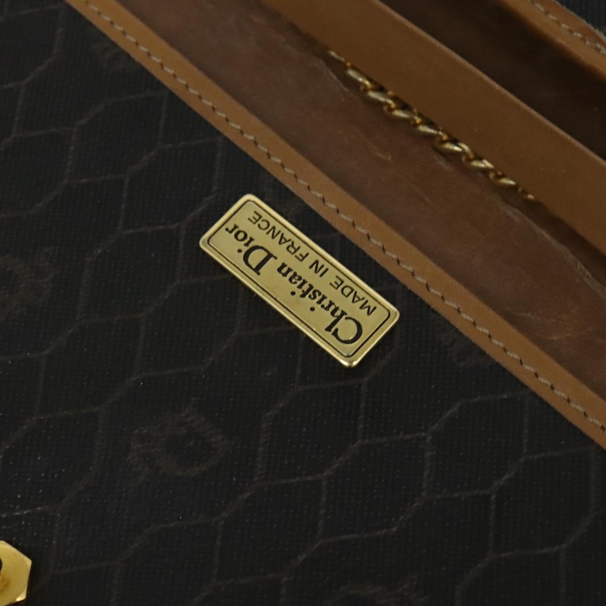 Christian Dior Honeycomb Canvas Chain Shoulder Bag PVC Black Gold Auth BA1145