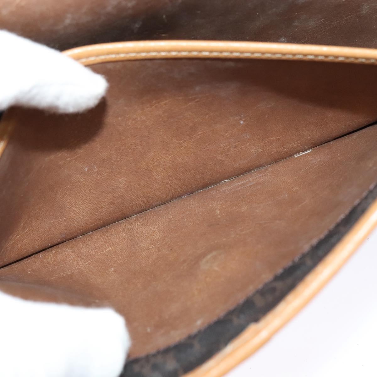 Christian Dior Honeycomb Canvas Chain Shoulder Bag PVC Black Gold Auth BA1145