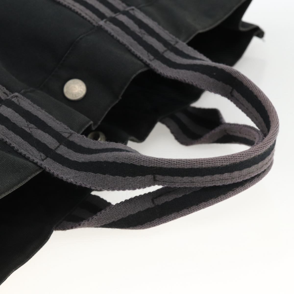 HERMES Fourre ToutMM Hand Bag Canvas Black Auth BA11454