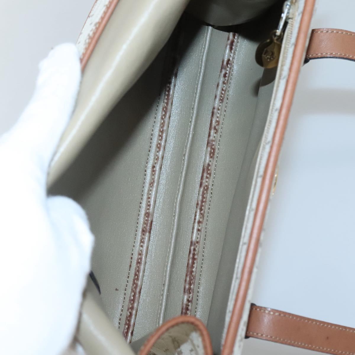 Christian Dior Honeycomb Canvas Shoulder Bag Beige Gold Auth BA1146