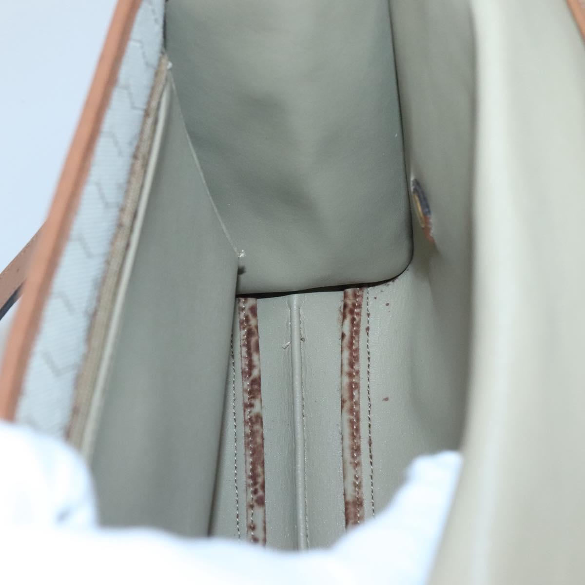 Christian Dior Honeycomb Canvas Shoulder Bag Beige Gold Auth BA1146