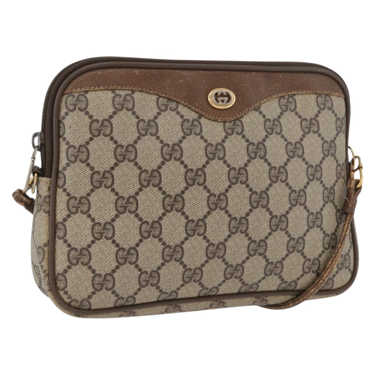 GUCCI GG Supreme Shoulder Bag PVC Beige Gold 97 02 068 Auth BA11460