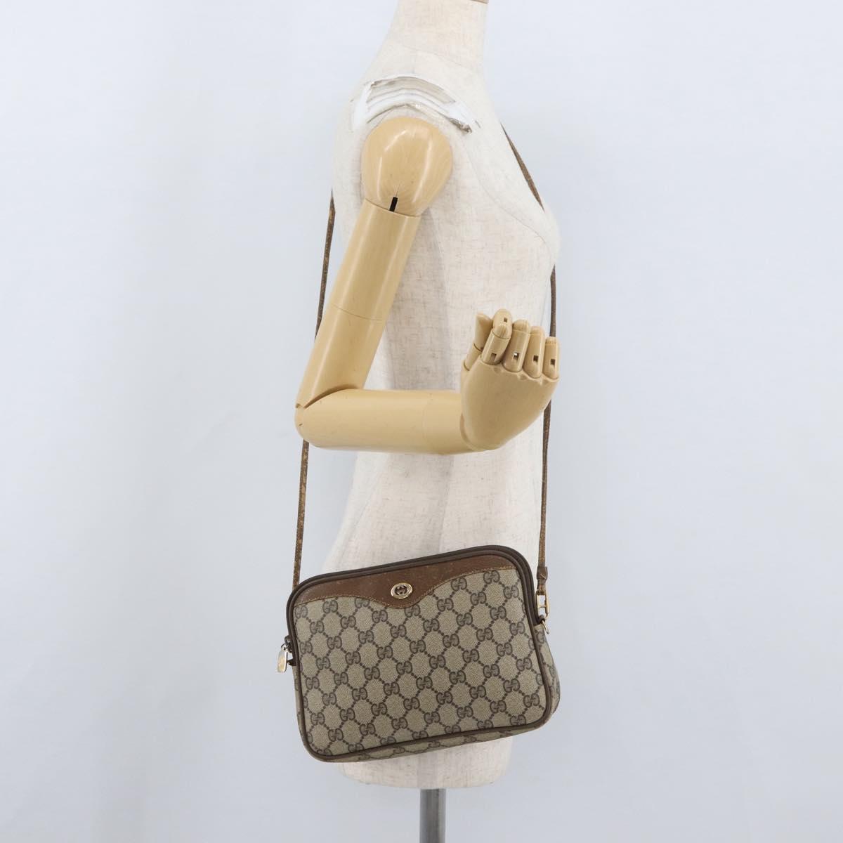 GUCCI GG Supreme Shoulder Bag PVC Beige Gold 97 02 068 Auth BA11460