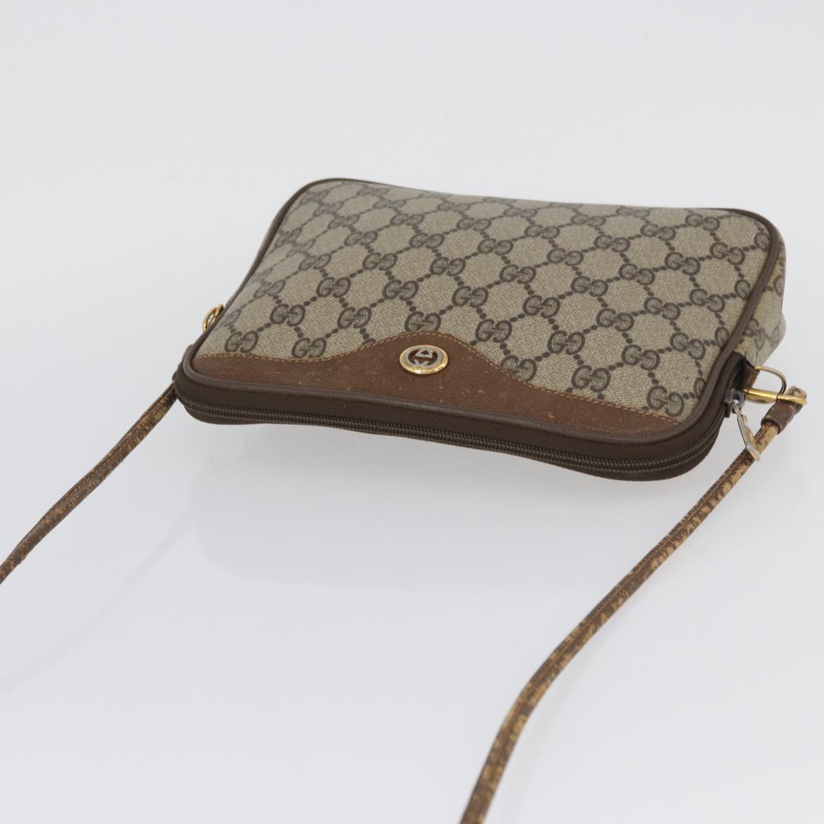 GUCCI GG Supreme Shoulder Bag PVC Beige Gold 97 02 068 Auth BA11460