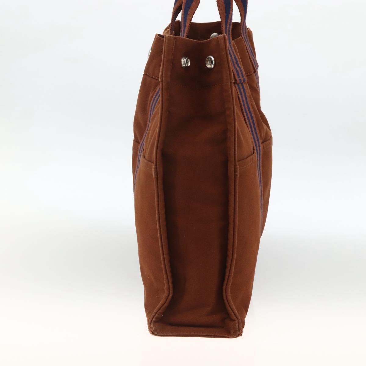HERMES Fourre ToutMM Hand Bag Canvas Brown Auth BA11462