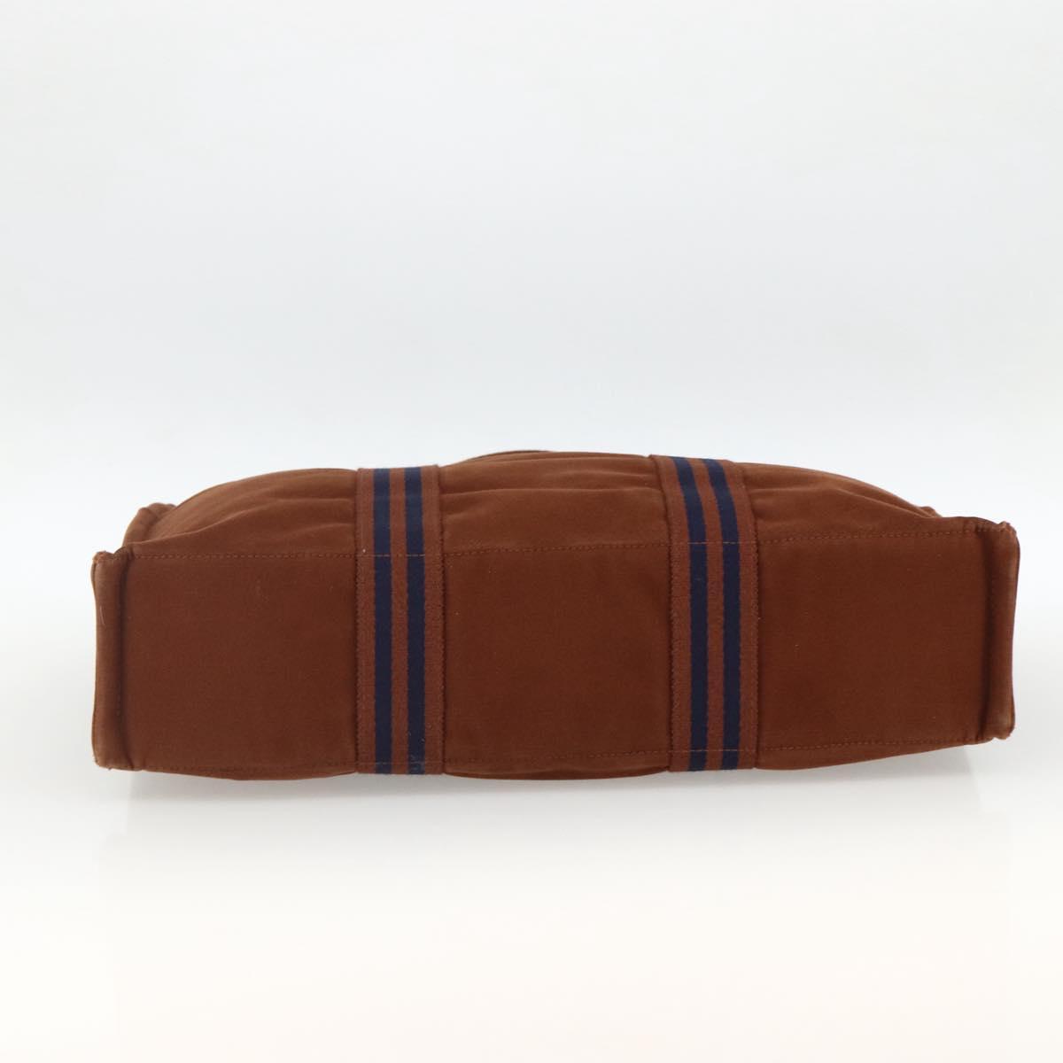 HERMES Fourre ToutMM Hand Bag Canvas Brown Auth BA11462