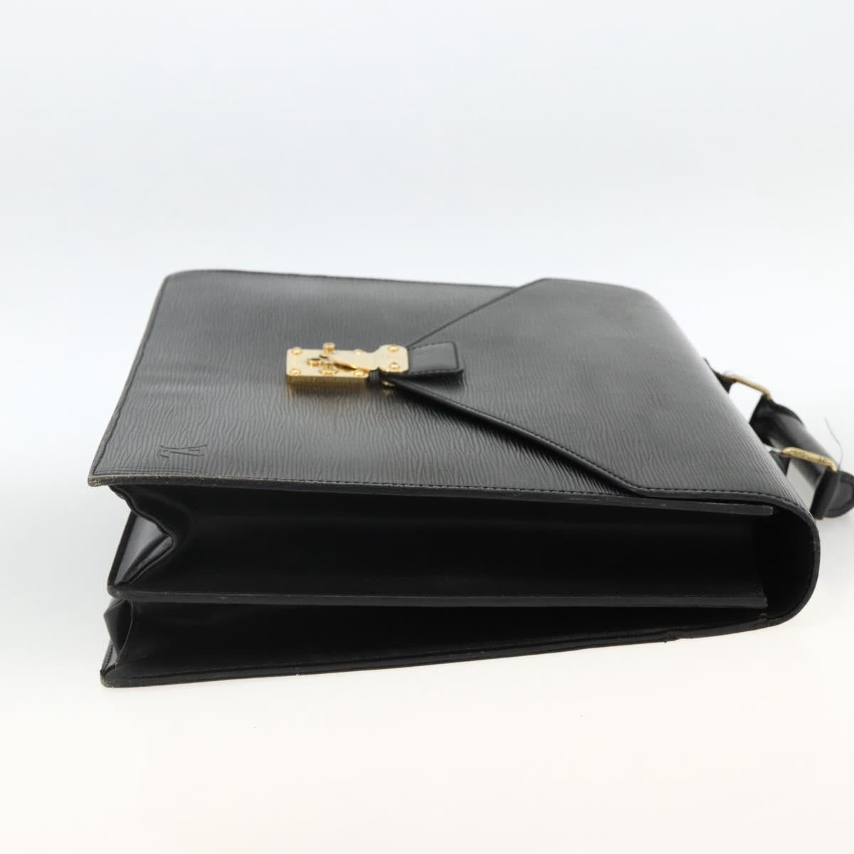 LOUIS VUITTON Epi ServietteConseiller Business Bag Black M54422 LV Auth BA11466