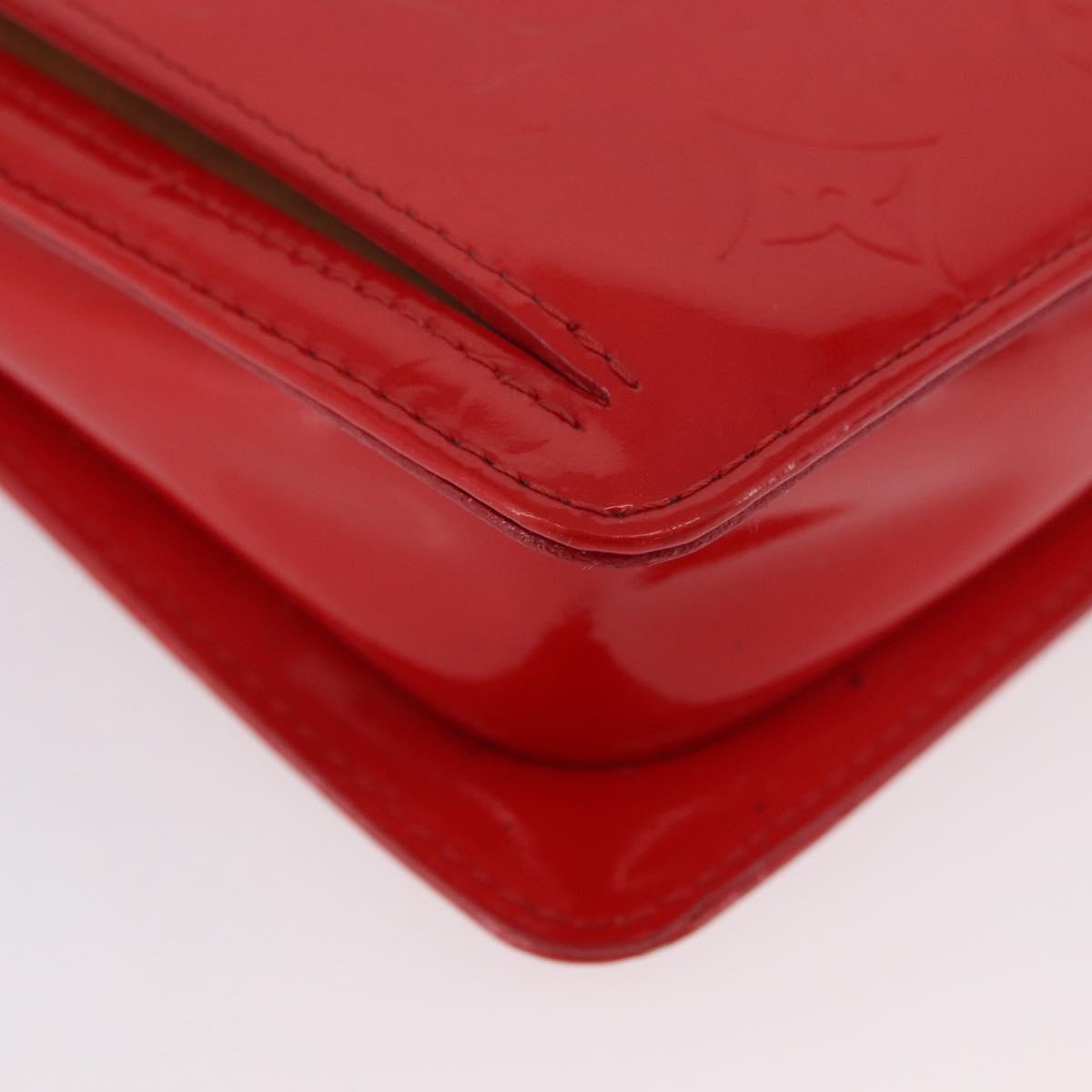LOUIS VUITTON Monogram Vernis Motto Accessory Pouch Red M91137 LV Auth BA11468
