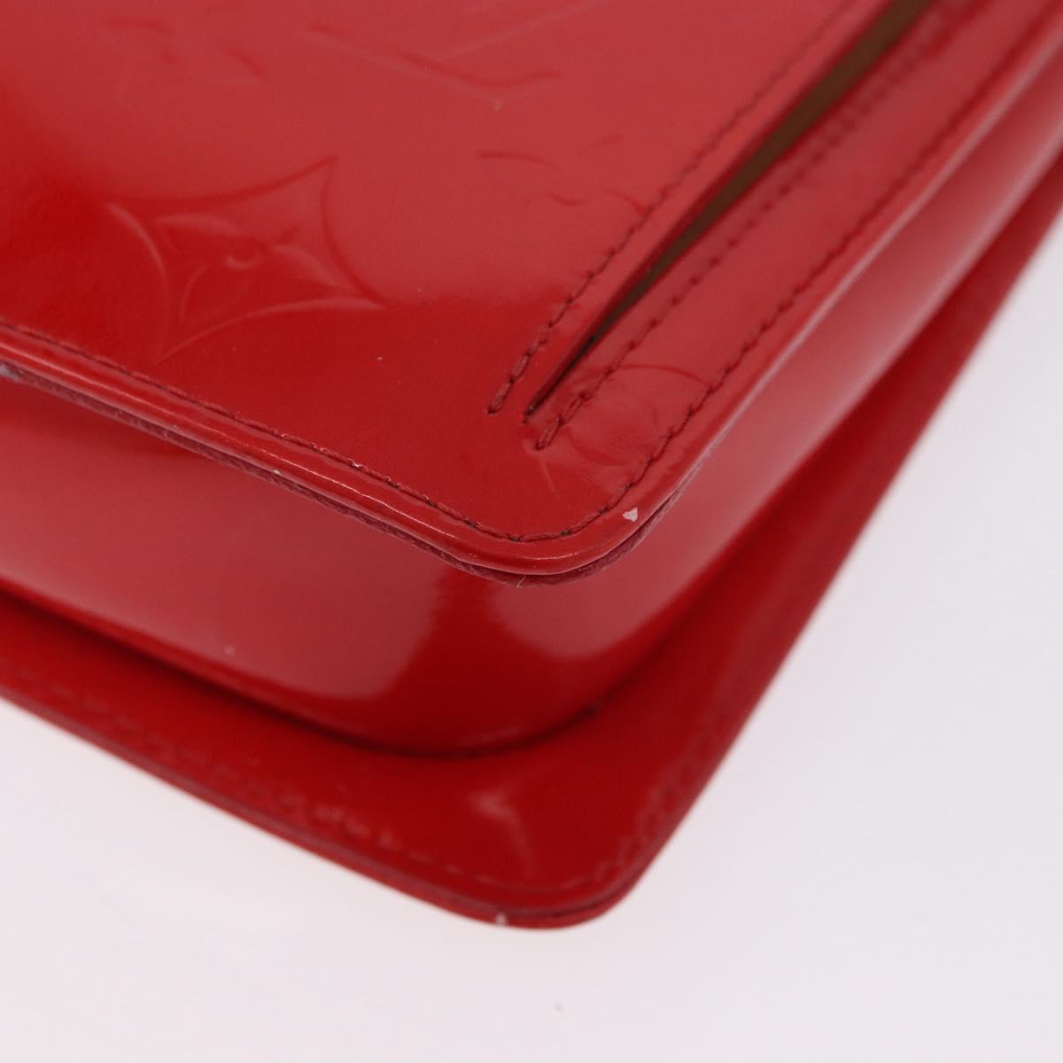 LOUIS VUITTON Monogram Vernis Motto Accessory Pouch Red M91137 LV Auth BA11468