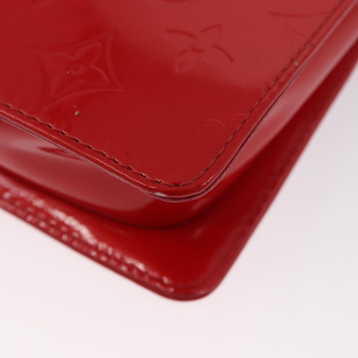 LOUIS VUITTON Monogram Vernis Motto Accessory Pouch Red M91137 LV Auth BA11468