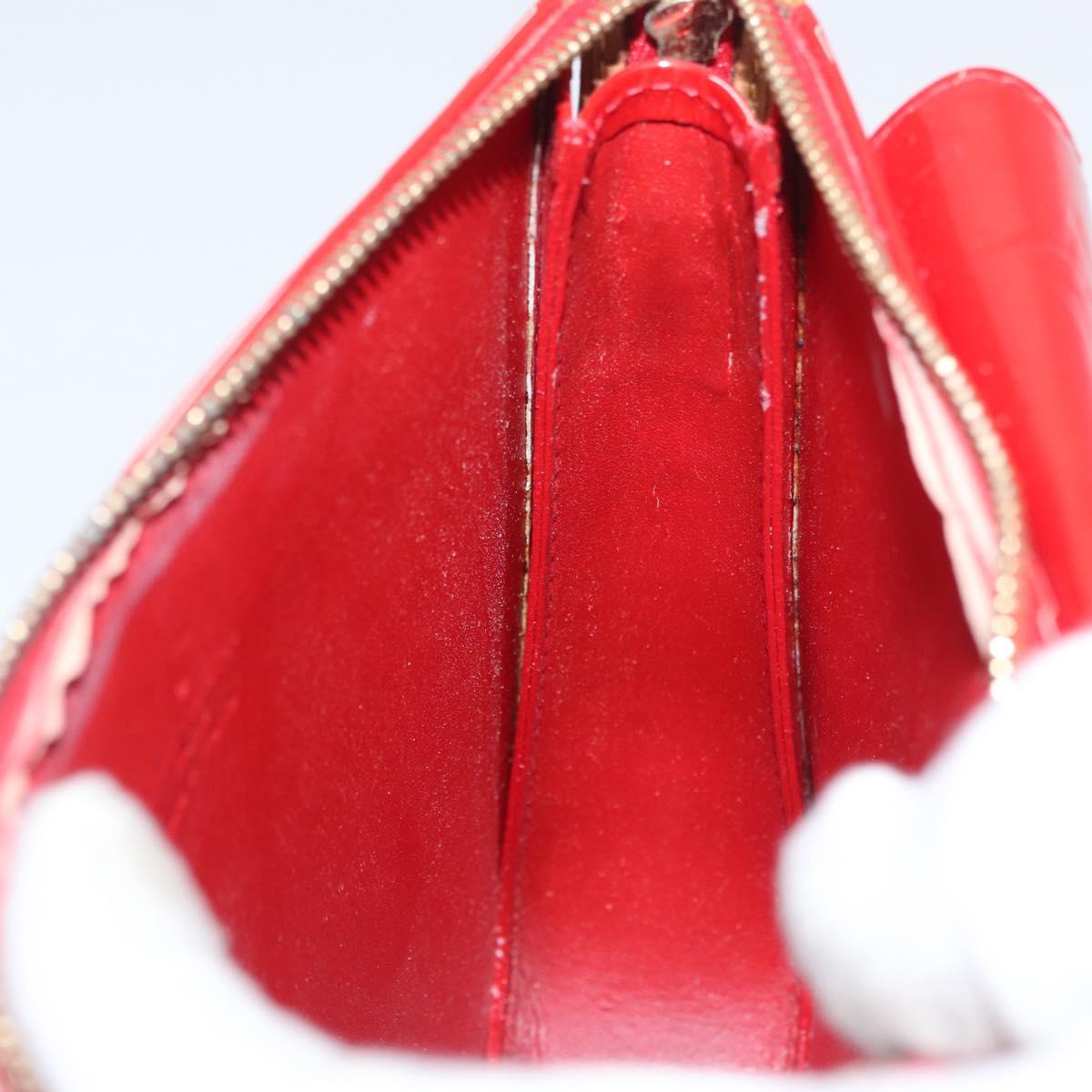 LOUIS VUITTON Monogram Vernis Motto Accessory Pouch Red M91137 LV Auth BA11468