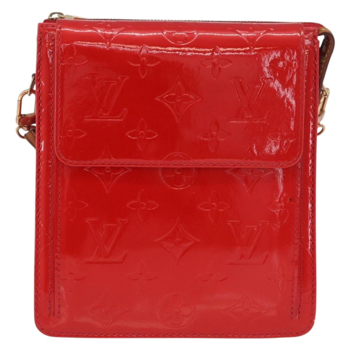 LOUIS VUITTON Monogram Vernis Motto Accessory Pouch Red M91137 LV Auth BA11468