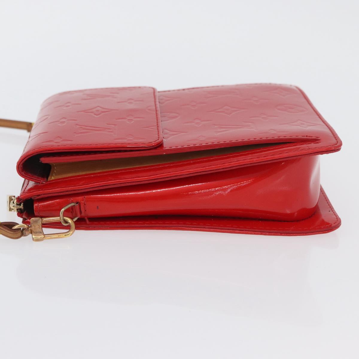 LOUIS VUITTON Monogram Vernis Motto Accessory Pouch Red M91137 LV Auth BA11468