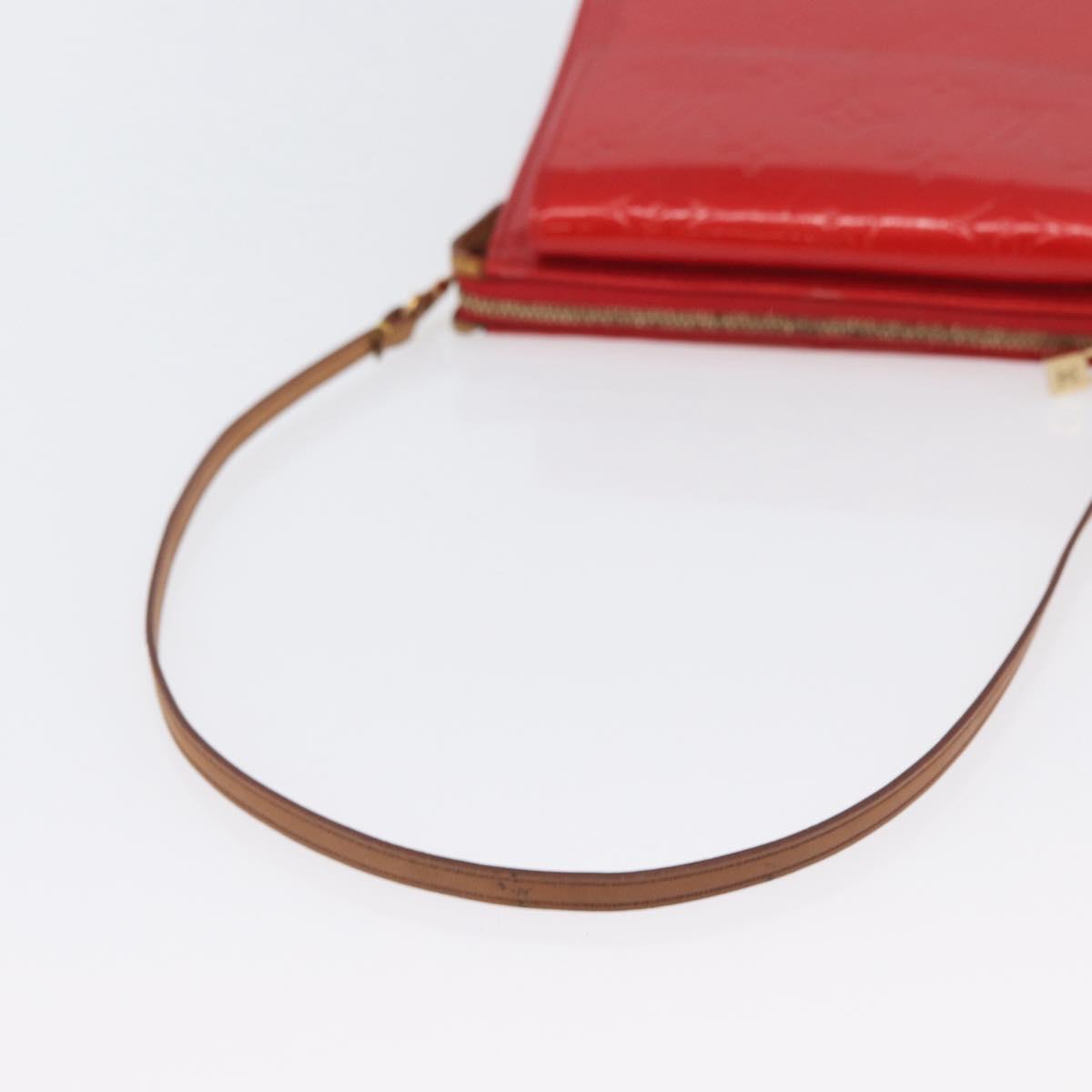LOUIS VUITTON Monogram Vernis Motto Accessory Pouch Red M91137 LV Auth BA11468