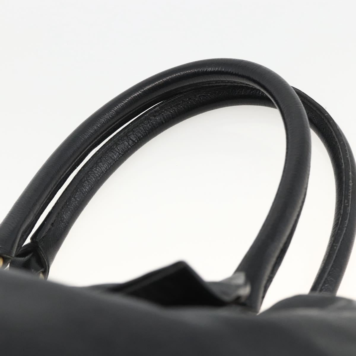 VALENTINO Ribbon Tote Bag Leather Black Gold Auth BA11469