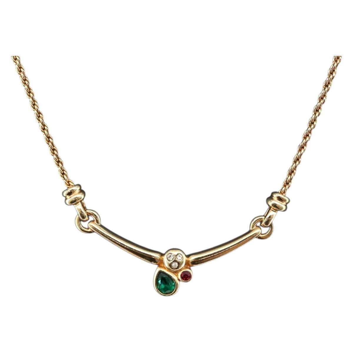 Christian Dior Necklace metal Gold Tone Auth BA11471A
