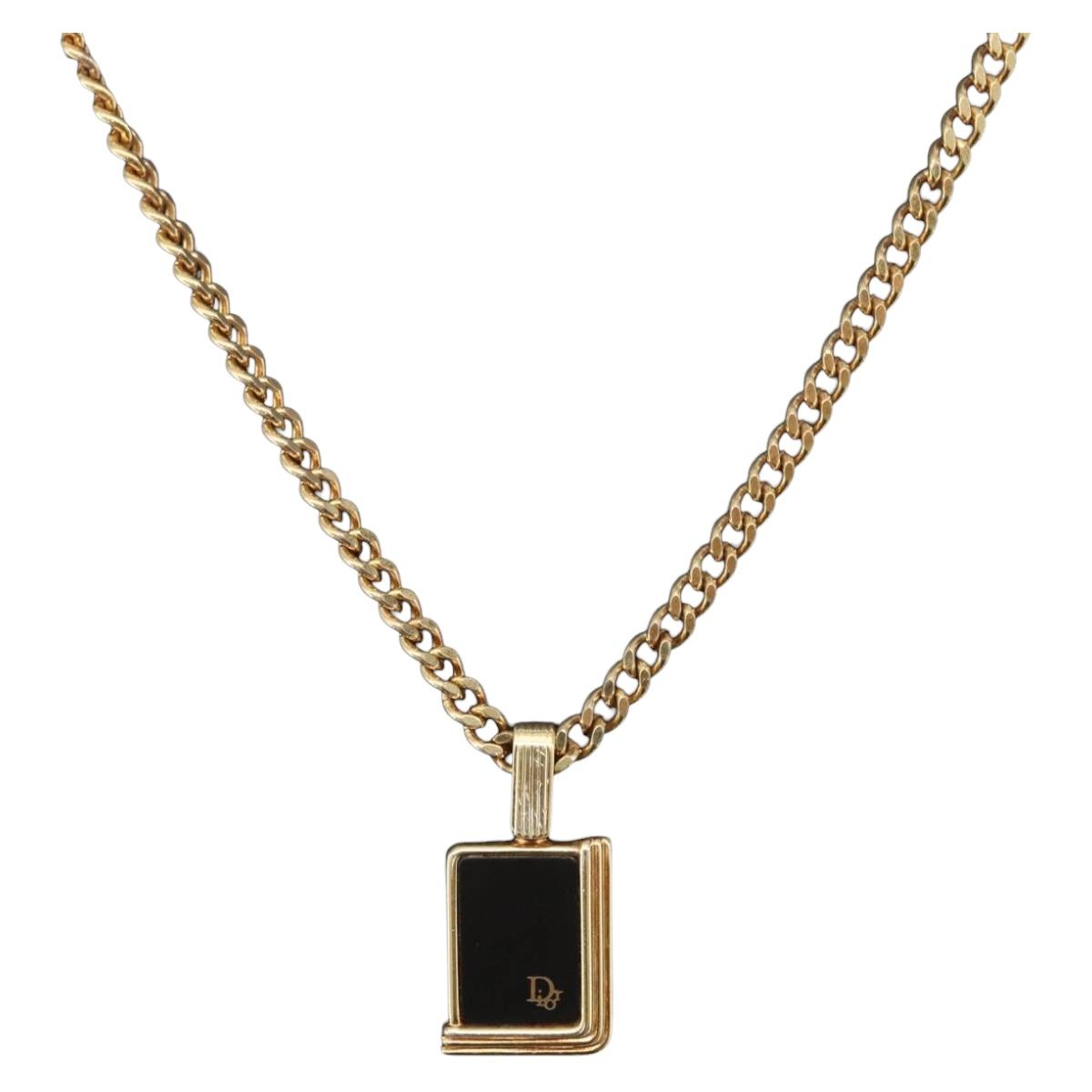 Christian Dior Necklace metal Gold Tone Auth BA11475