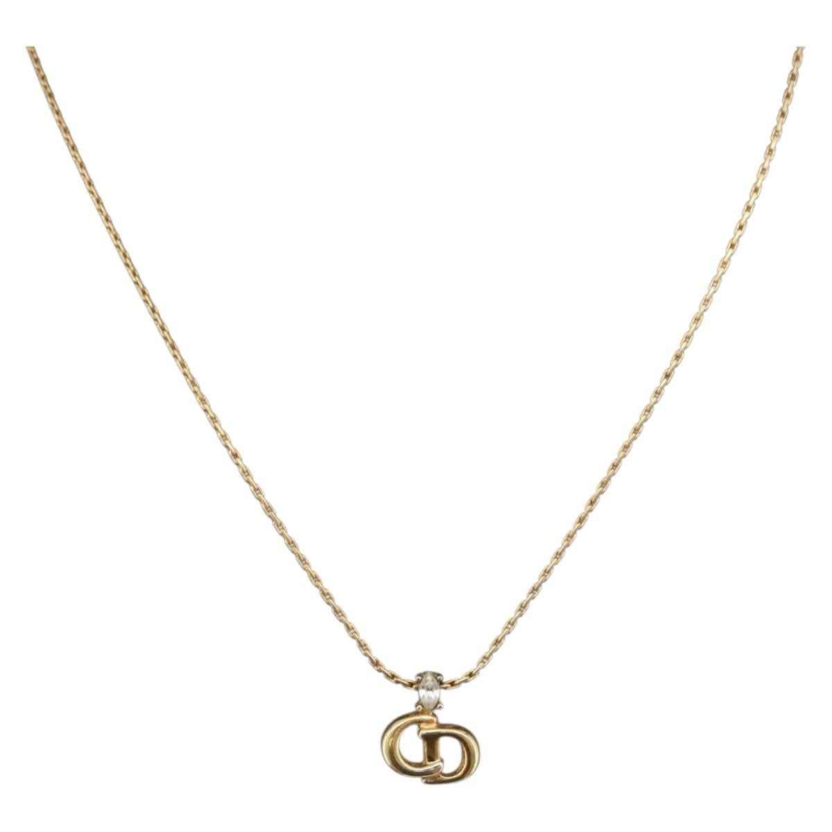 Christian Dior Necklace metal Gold Tone Auth BA11476