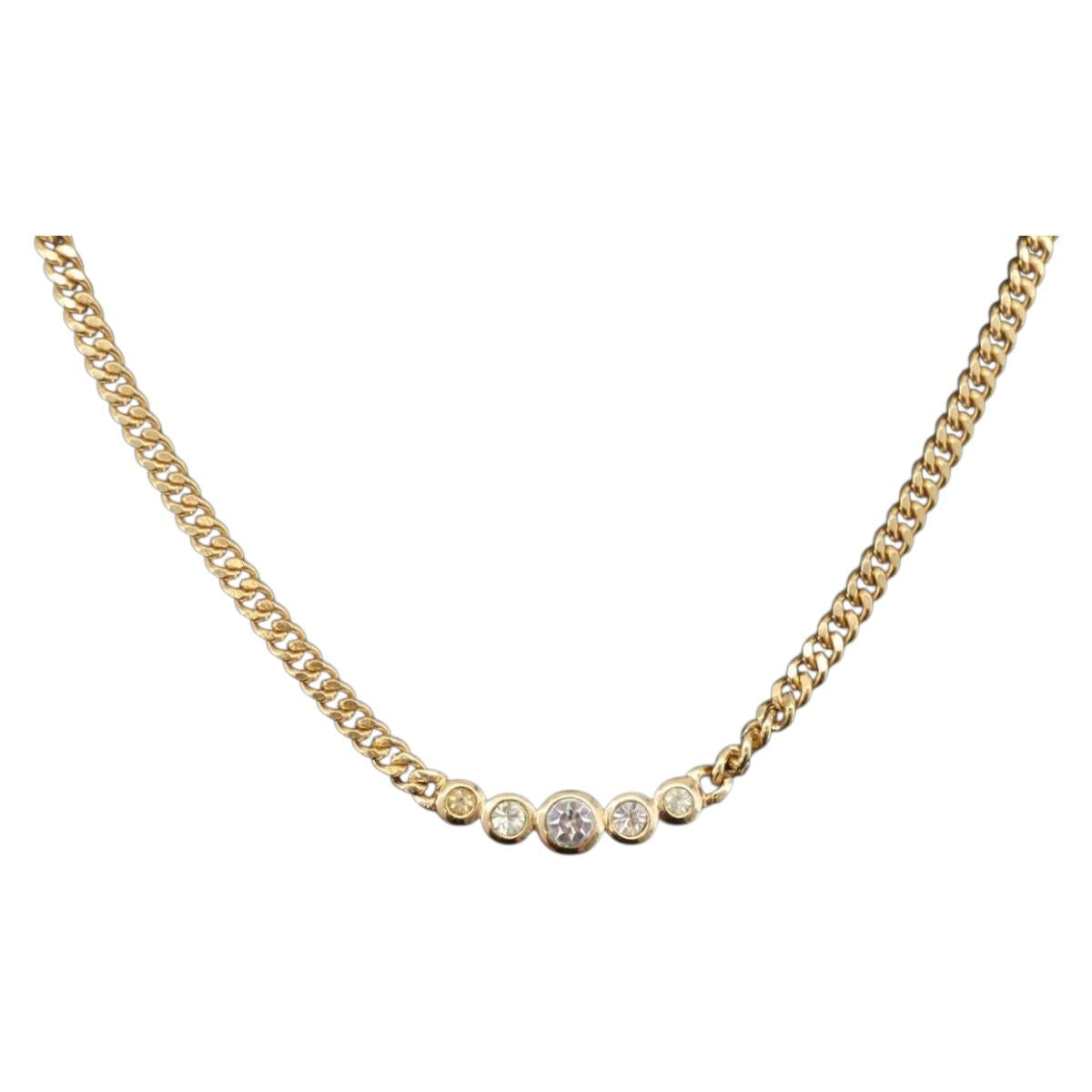Christian Dior Necklace metal Gold Tone Auth BA11478