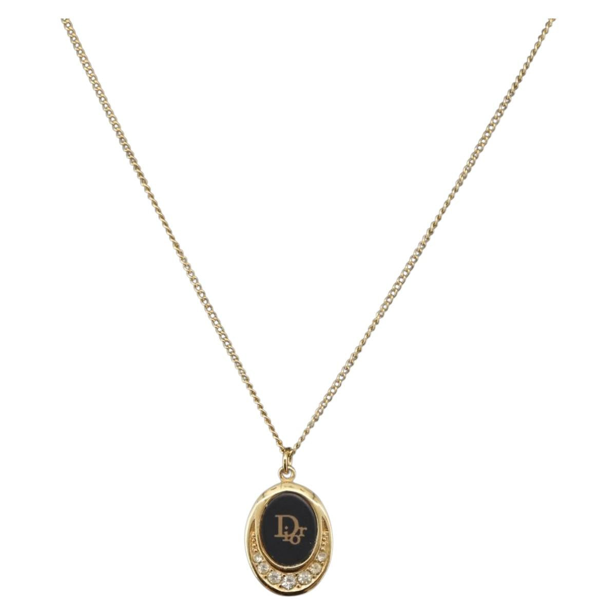 Christian Dior Necklace metal Gold Tone Auth BA11480