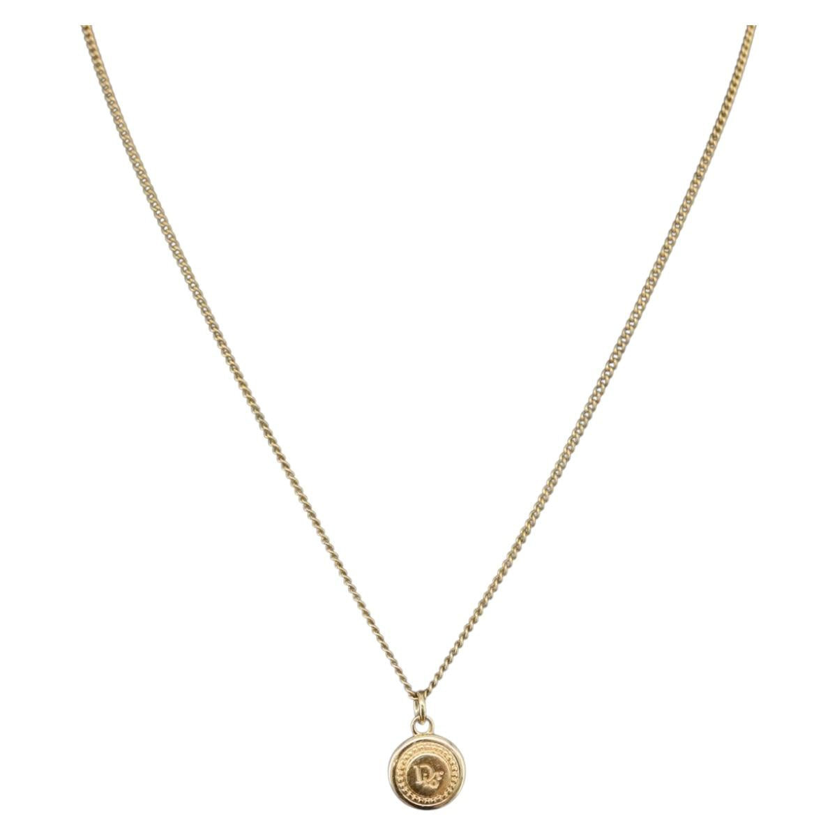 Christian Dior Necklace metal Gold Tone Auth BA11482
