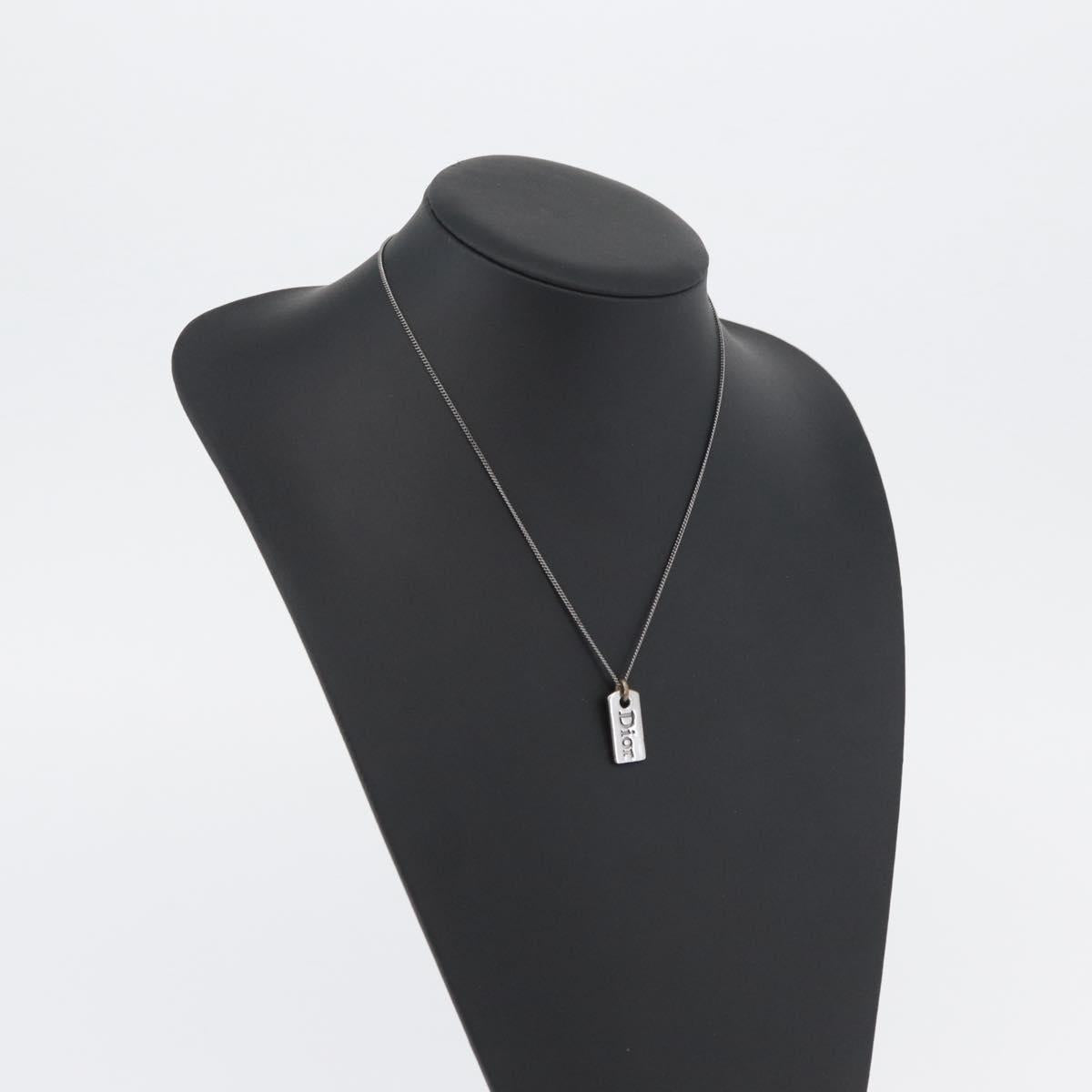 Christian Dior Necklace metal Silver Auth BA11485