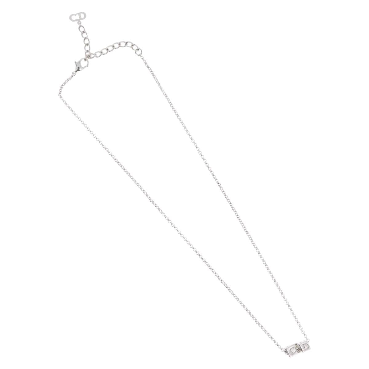Christian Dior Necklace metal Silver Auth BA11492