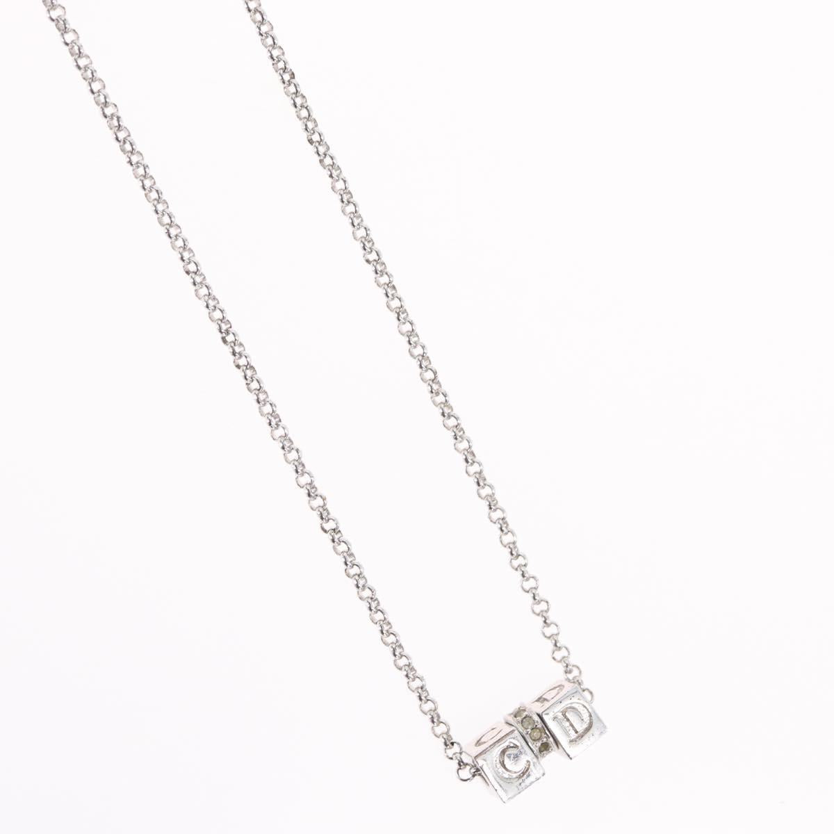 Christian Dior Necklace metal Silver Auth BA11492
