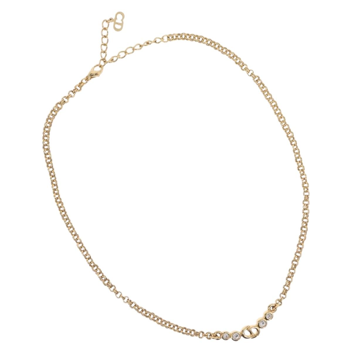 Christian Dior Necklace metal Gold Tone Auth BA11497