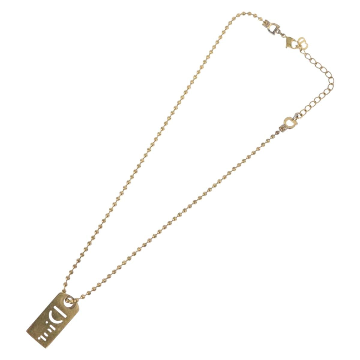 Christian Dior Necklace metal Gold Tone Auth BA11498