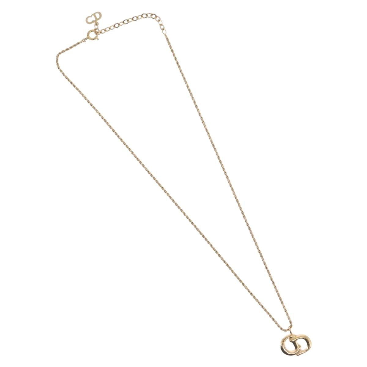 Christian Dior Necklace metal Gold Tone Auth BA11499
