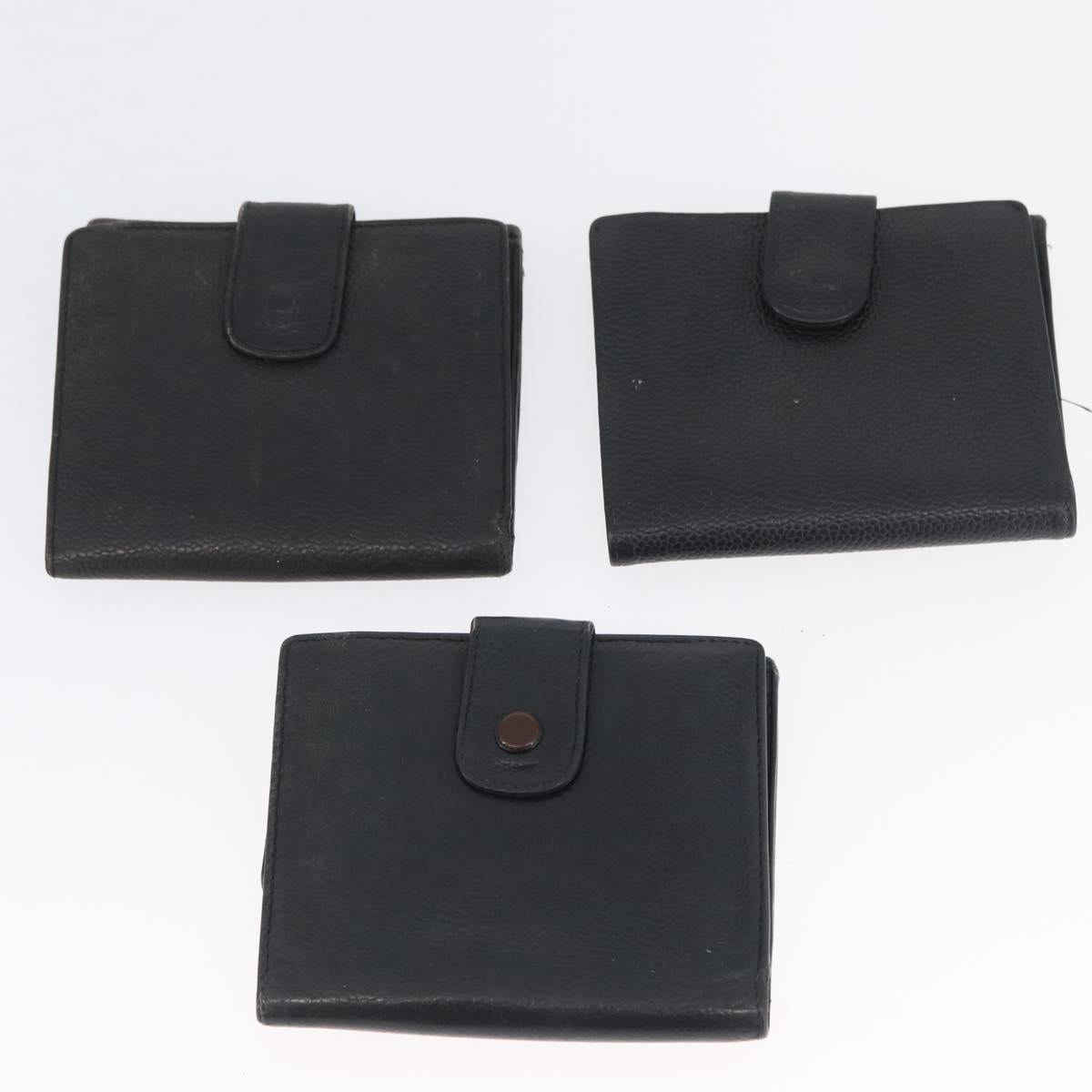 CHANEL Wallet Leather 6 Set Blue Black Red CC Auth BA11504