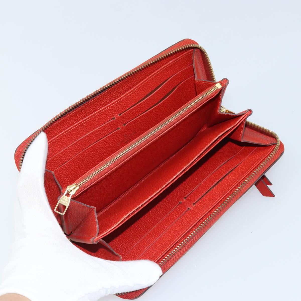 LOUIS VUITTON Monogram Empreinte Zippy Long Wallet Red M60737 LV Auth BA11507