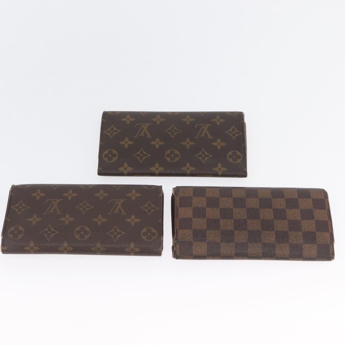 LOUIS VUITTON Monogram Damier Ebene Long Wallet 5 Set LV Auth BA11527