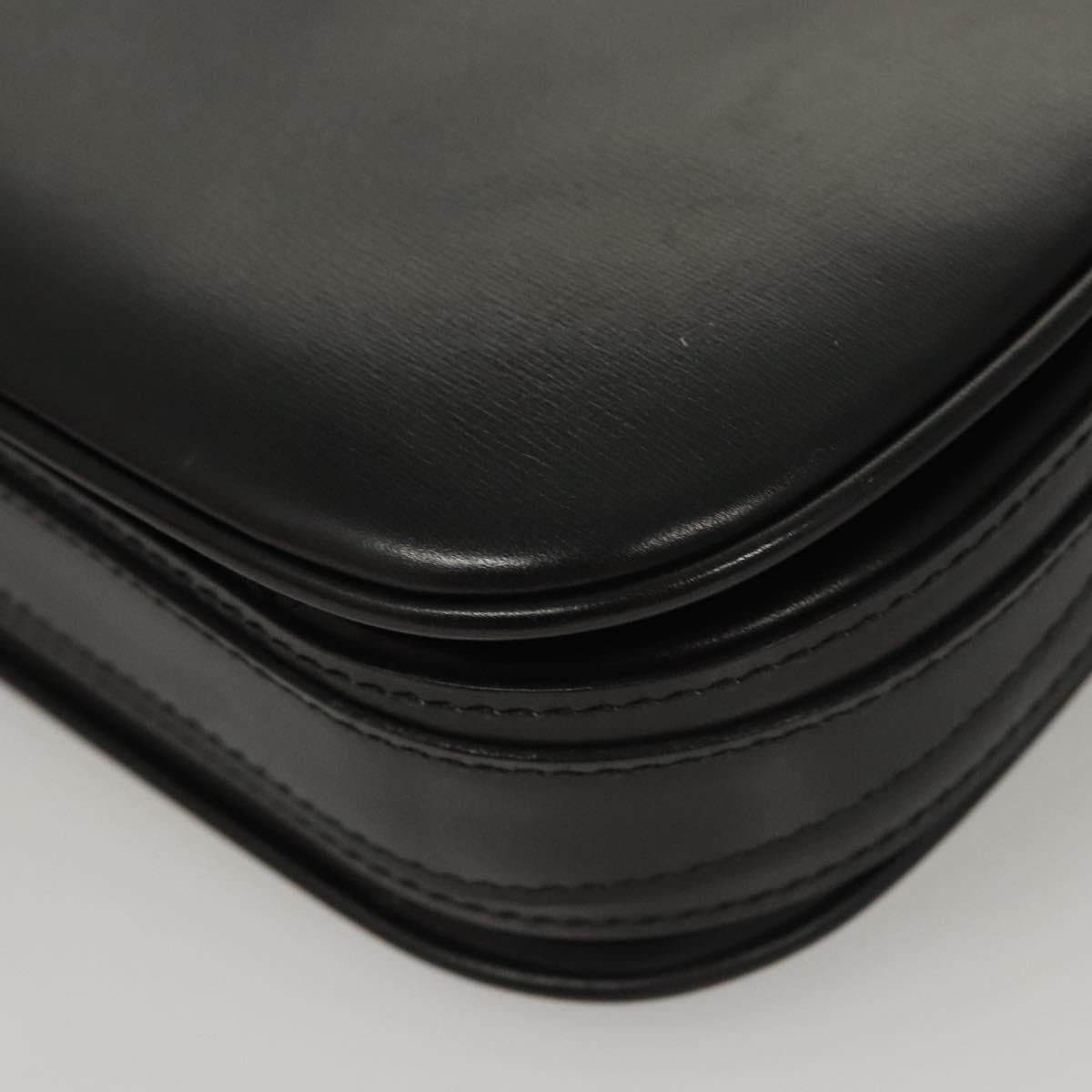 BALLY Shoulder Bag Leather Black Gold Auth BA1153