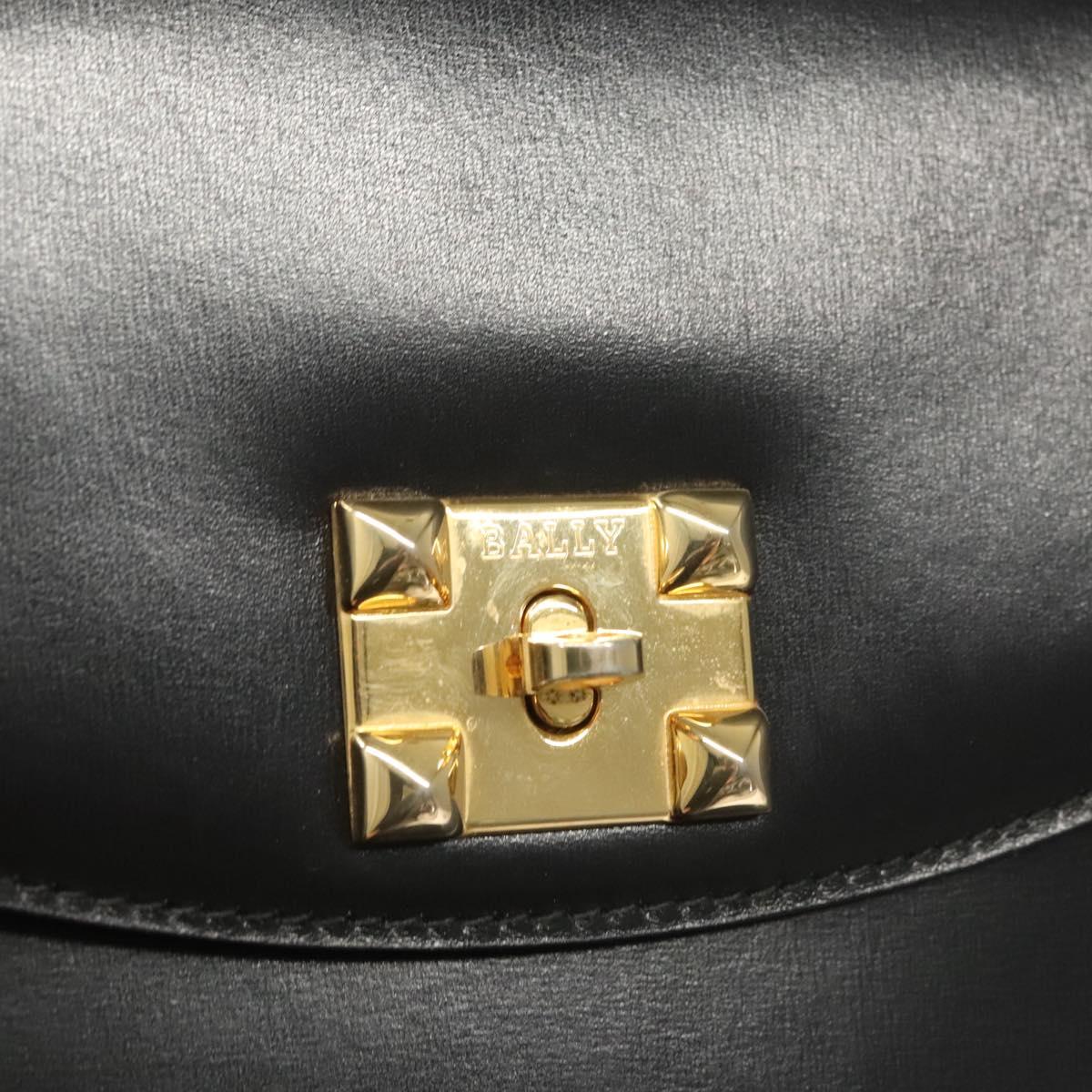 BALLY Shoulder Bag Leather Black Gold Auth BA1153