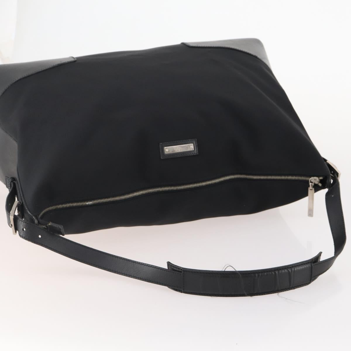 GUCCI Shoulder Bag Canvas Black Silver Auth BA11545