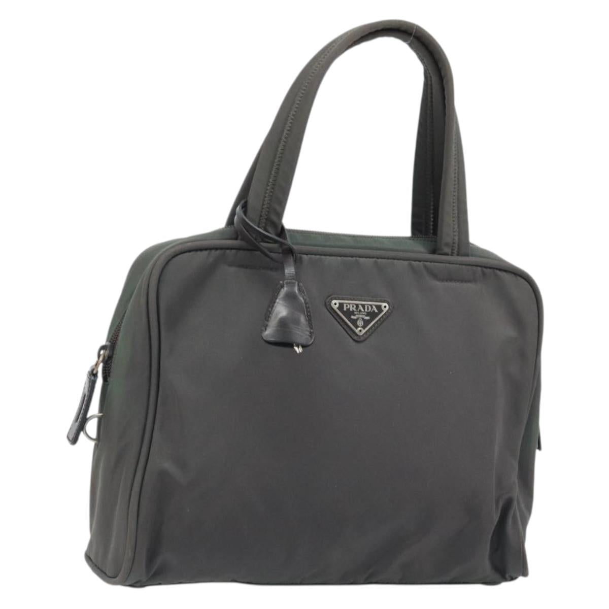 PRADA Hand Bag Nylon Gray Silver Auth BA11546