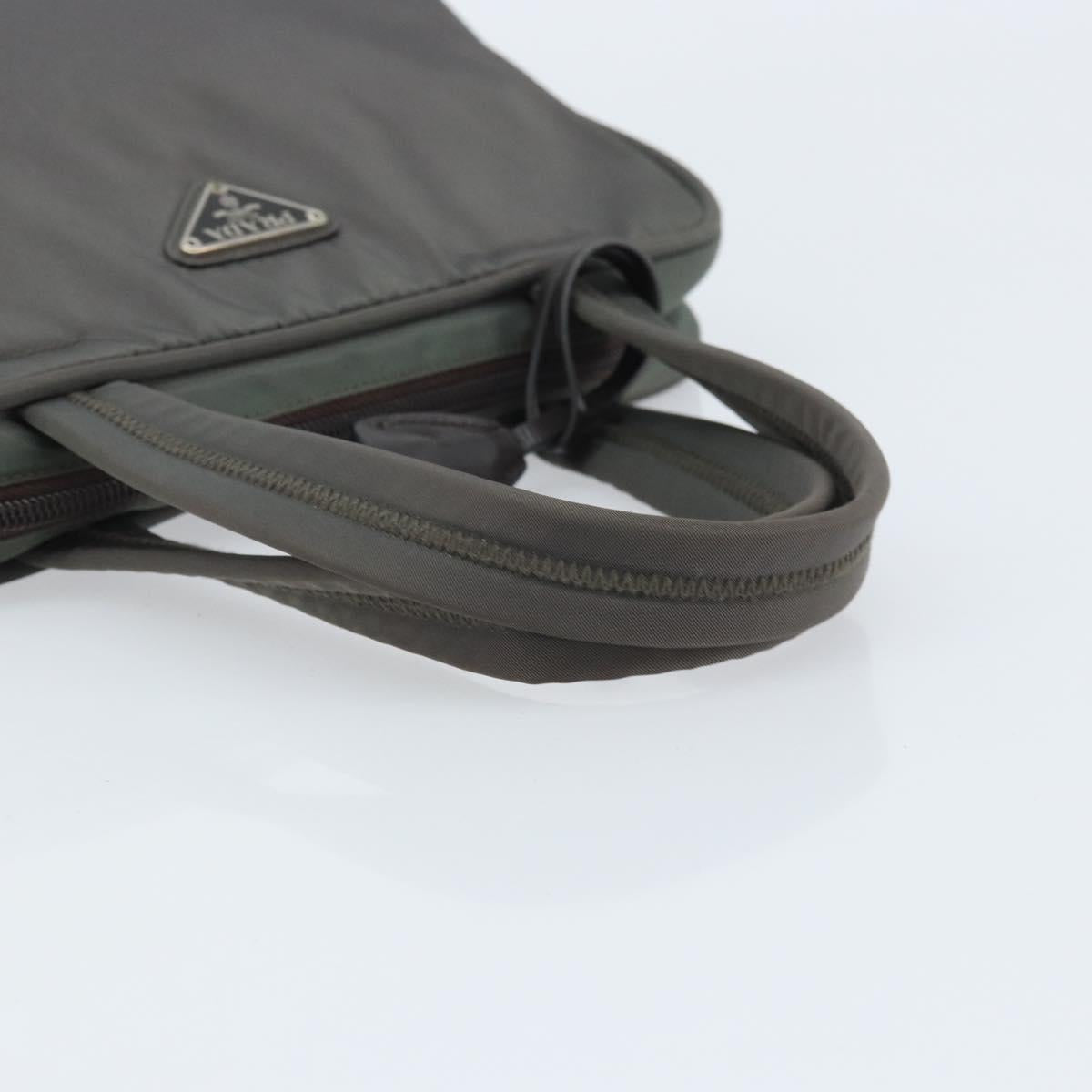 PRADA Hand Bag Nylon Gray Silver Auth BA11546