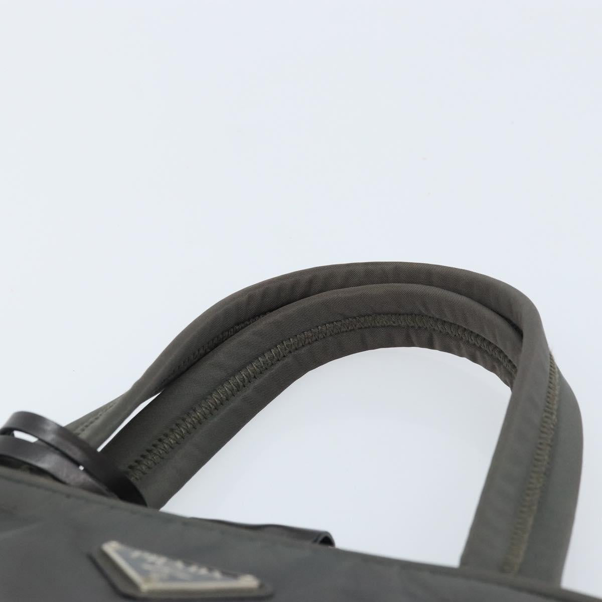 PRADA Hand Bag Nylon Gray Silver Auth BA11546