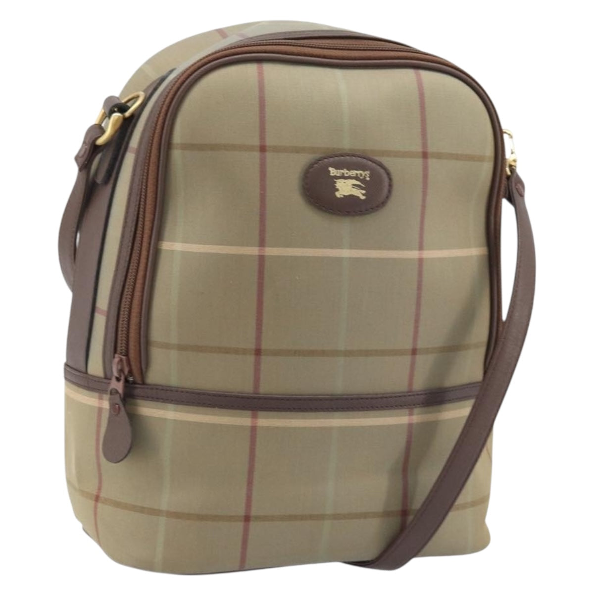 Burberrys Nova Check Shoulder Bag Canvas Brown Gold Auth BA11547