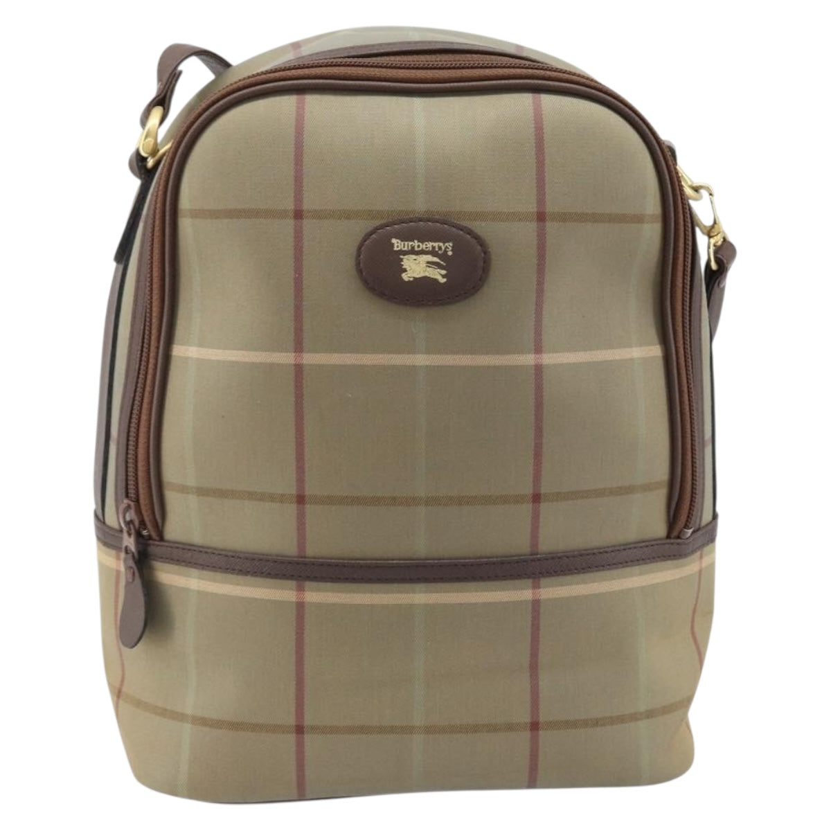 Burberrys Nova Check Shoulder Bag Canvas Brown Gold Auth BA11547
