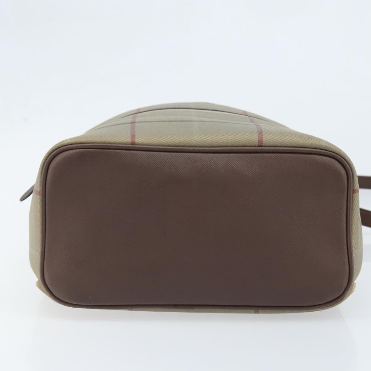 Burberrys Nova Check Shoulder Bag Canvas Brown Gold Auth BA11547